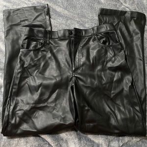 High Rise Faux Leather Pants